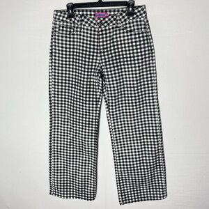 Edikted Black White Gingham Plaid Printed Low Rise Pants M